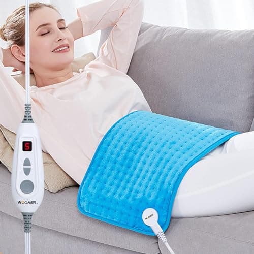 WOOMER Extra Large Heating Pad, Electric Heating Pad for Back Pain & Cramps Relief, Heat Pad with Multi-Color Option, Moist Heat Therapy Feature, Auto Shut-Off, Power Cords Storage Belt - Image 1