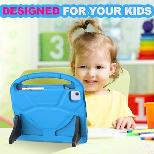 YIHE Kids Case for iPad A16 11th Generation (11" 2025) & 10th Gen (10.9" 2022) | Shockproof Tablet Cover with Built-in Screen Protector & Pencil Holder for iPad 10.9/11 Inch, Blue Pink - Thumbnail 4