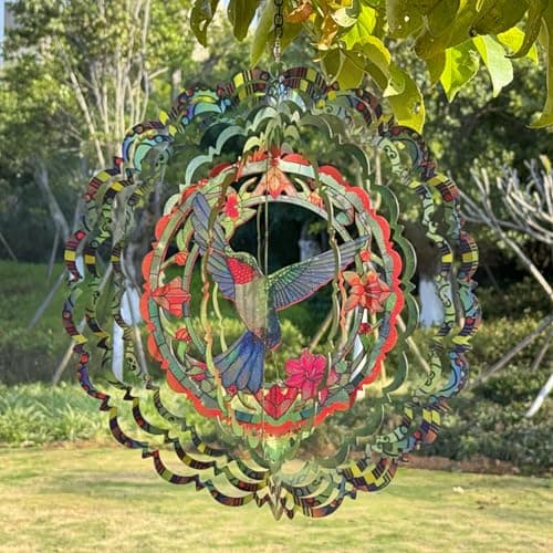 Wind Spinners Outdoor Hummingbird Decorations - Birthday Gifts for Women Mom Grandma, Hanging 12 inch 3D Sculptures for Garden Decor for Outside, Patio, Yard - Thumbnail 5