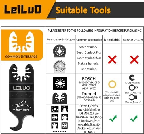 LEILUO 6 Pcs Oscillating Multi Tool Hook Knife Blade for Carpet Roof Shingles Soft Materials Universal Oscillating Tool Accessory with Storage Bag Compatible with DeWalt Dremel Milwaukee and More - Thumbnail 2