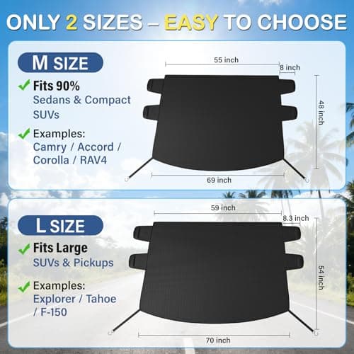 Instraella Windshield Cover for Ice and Snow, All-Season Car Windshield Cover with Heavy Duty Oxford Fabric, Windproof Front Window Protector Sun Shade with Mirror Covers for Cars, SUVs and Trucks, L - Thumbnail 4