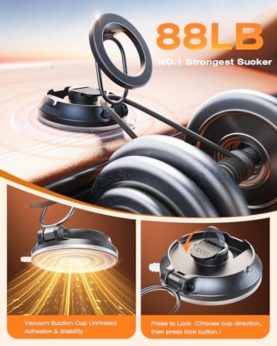 SUPERONE Car Phone Holder for Magsafe [78+LBS Strongest Suction & 2800gf Magnetic] 360° Adjustable Magnetic Car Mount, Foldable Cell Phone Holders for Your Car for iPhone 17 16 15 14 13 12 Series - Thumbnail 3