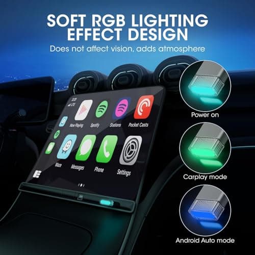 2in1 Mini Wireless Carplay Adapter for Apple iPhone & Android Auto,Plug in Auto Play Wired to Wireless Small Dongle Car Adapter for Cars 2016+ Toyota/Honda/Cadillac/Ford/Chevrolet/Jeep - Thumbnail 4