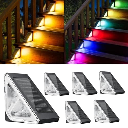 Ahaorigin Solar Step Lights for Outside, 6 Pack Stair Lights Outdoor Waterproof with RGB & Warm White Mode, Auto ON/Off LED Step Lights Outdoor Solar Powered for Step Stair Patio Yard Porch Frontdoor - Image 1