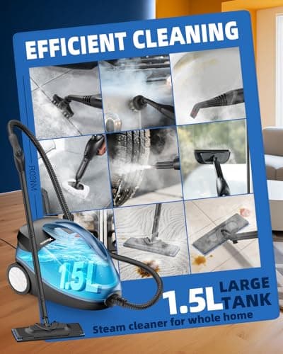 Pressurized Handheld Steam Cleaner for Home Use with 30 Accessories – Heavy Duty Portable Steamer with 1.5L Tank for Tile Floors, Couches, Cars, Removes Dirt, Grease & Grout - Thumbnail 2