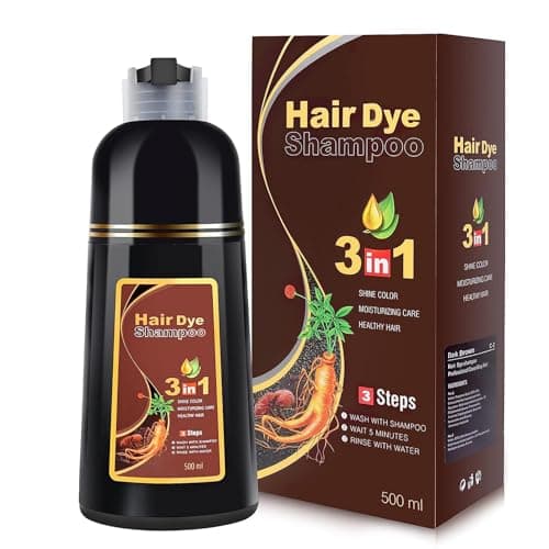 IIIMEIDU MEIDU Dark Brown Hair Dye Shampoo 3 in 1, Instant Hair Color Shampoo for Women Men, Herbal Ingredients Coloring in Minutes 500ML