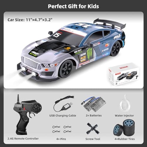 Sakeye RC Drift Car, Drifting RC Car 2.4GHz 1:16 Remote Control Cars 4WD High Speed Racing Vehicle with LED Lights Two Batteries and Drifting Tires Racing Sport Toy Cars for Adults Boys Girls Kids - Thumbnail 6