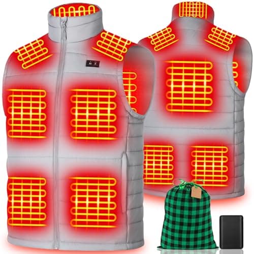 yeyeeyyee Heated Vest for Men with Battery Pack Included, Exclusive 10 Heating Zones Heated Vest, Lightweight Rechargeable, Perfect for Outdoor Activities Grey L - Image 1