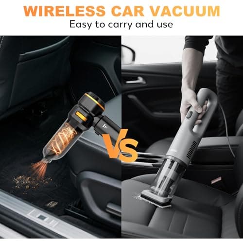 KedeeSparkle Handheld Car Vacuum Cordless, 22000PA Strong Suction Mini Vacuum Cleaner with Brushless Motor, 4-in-1 Portable Vacuum for Car Detailing, Home, Office & Travel, Black Golden - Thumbnail 4