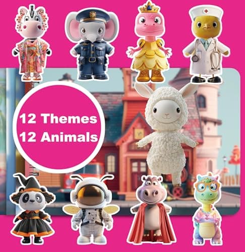Dino Fun Animal Dress-Up Sticker Book for Kids - Reusable Sticker Pad for Toddlers 2-4 Years, Includes 12 Animals & 200+ Outfits, Travel Activity Toys and Quiet Book Gifts for Girls - Thumbnail 4