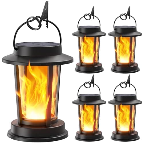 WdtPro 4 Pack Solar Lanterns Outdoor Waterproof, Upgraded Flickering Flame Solar Lights Outdoor, Solar Powered Lanterns Decorative, Hanging Solar Lantern for Patio Garden Yard Path Porch Tree Decor - Image 1