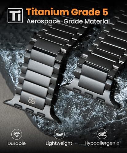 GROOBAL Titanium Band for Apple Watch Ultra 3/2/1 49mm & Series 11/10 46mm, Grade 5 Titanium Apple Watch Ultra Band for Men with Magnetic Clasp, Anti-Scratch Ultra 3 Band, Men Valentine's Gifts, Black - Thumbnail 3