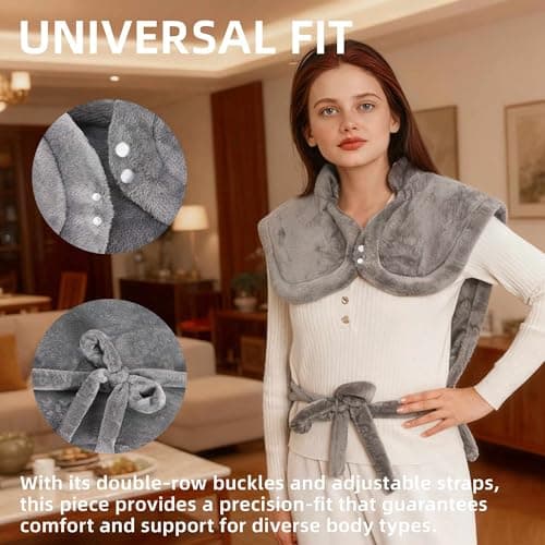 RAINOVA Heating Pad for Neck, Back and Shoulders, Electric Heat Pad for Pain Relief, Christmas Gifts for Women Men Mom Dad, Electric Pad with 6 Heat Settings, Overheating Protection & ETL/UL Certified - Thumbnail 4