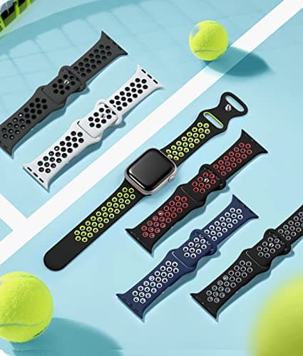 Keponew Compatible with iWatch Bands, with Apple Watch Band 44mm 49mm 42mm 41mm 40mm 38mm Ultra SE Series 8 7 6 5 4 3 2 1, Sport Breathable Soft Silicone Straps for apple watch series 8 bands 45 mm - Thumbnail 6