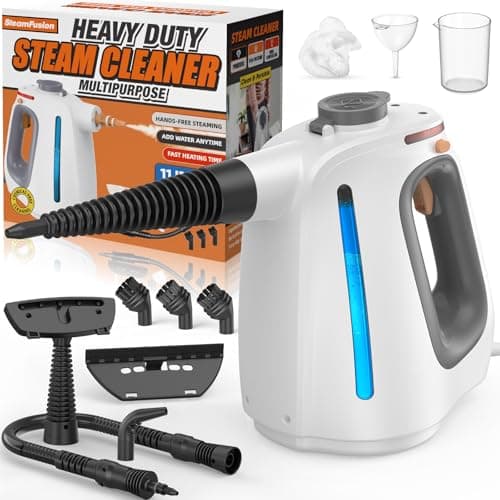 Heavy Duty Handheld Steam Cleaner for Cleaning with Lockable Steam Button&11pcs Accessories, Unlimited Water Addition for Continuous Steaming, Multi-Purpose Steamer for Cleaning Car, Grout (grey) - Image 1