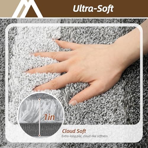 COSY HOMEER Bathroom Rugs 24"x17", Ultra Soft Absorbent Bath Mat with Non-Slip TPR Backing, Machine Washable Shaggy Rug for Bathroom Floor, Dark Gray - Thumbnail 6