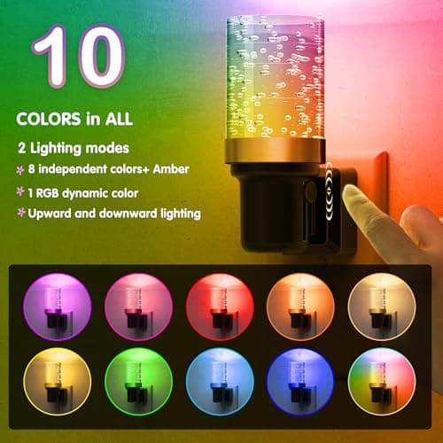 L LOHAS LED Night Light, Dimmable Night Lights Plug into Wall, Color Changing Nightlight RGB with Auto Light Sensor for Halloween, Christmas, Holiday, Hallway Bedroom Kids Room - Thumbnail 2
