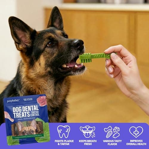 PETPHABET Dental Chews for Dogs, 3 Flavor Dog Dental Treats Fresh Mint Chicken & Beef Flavor for Medium Large Breed, Teeth Cleaning Chew Sticks for Bad Breath and Tartar Control, 15 Count Variety Pack - Thumbnail 4