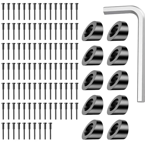 Cable Railing Kit, 100 PCS 1/8" Black Stainless Steel Invisible Receiver and Swage Stud End & 10 PCS 5/16" ID Black Angle Washers for Cable Railing, Cable Railing Hardware for Wood/Metal Post, Wrench - Image 1