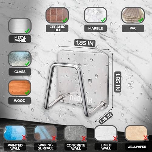 2 Pcs Stainless Steel Sponge Holder for Kitchen Sink - Scrub Holder for Kitchen Sink Sponge Holder Dish Scrubber Holder Kitchen Sponge Holder for Sink - Adhesive Sponge Holder for Kitchen Sink - Thumbnail 2