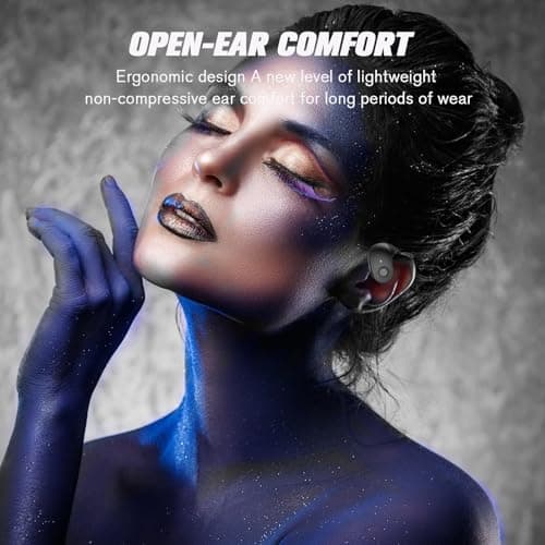 Xmenha Over The Ear Earbuds Open Ear Buds Headphones Over Ear Air Bone Conduction Earbuds Earphones Bone Conducting Air Bone Conduction Headphones Bluetooth Over-Ear Black - Thumbnail 3