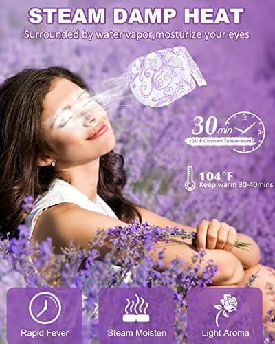 16 Packs Steam Eye Masks for Dry Eyes Self Heated Eye Mask Disposable Sleep Mask Soothing Headache Relief Dry,Hot Warm Compress for Stress Relief Relief Eye Fatigue, Spa Gifts - Thumbnail 4