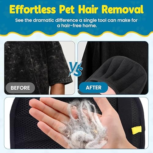Niblomia Pet Hair Removal Glove,Pet electrostatic Hair Removal Gloves, Washable Reusable Dogs Cats Hair Grooming Tools Gloves for Furniture Bed Sheets Couch Clothes Fabric Car Seats - Thumbnail 5