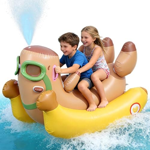 Skirfy Inflatable Swimming Pool Float for Kids with Sprinkler for Yards, 3-in-1 Summer Water Toys Large Pool Raft Outdoor Party Toys for Adults Kids - Image 1