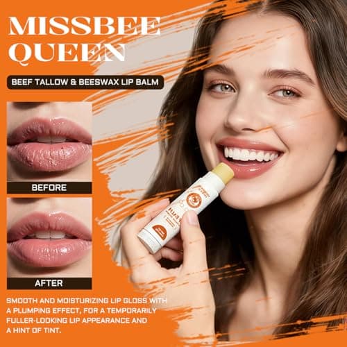 Beef Tallow Lip Balm with Original Beeswax | Dual-layer Hydrating Moisturizing for Dry Lips | Smooths Texture | Delivers Softness & Enhances Natural Shine | Unscented | 2PC (0.5 oz / 15g / 1pc) - Thumbnail 2
