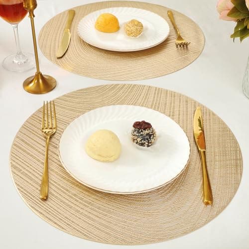 U'Artlines 12 Pack Placemats Metallic Hollow Out Mats Vinyl Non-Slip Heat Insulation Kitchen Table Mats - Thumbnail 6