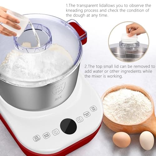 AIZIYO DoughChief, Electric Dough Mixer 7.4Qt with Ferment Function, Dough Maker 304 Stainless Steel Bowl, Microcomputer Control, Face-up Touch Panel, Easy To Clean for Bread & Pizza - Thumbnail 3