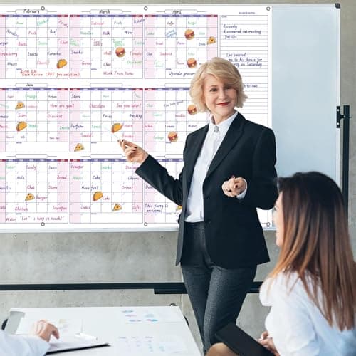 Large Dry Erase Calendar for Wall - 12-Month Undated Wall Calendar Dry Erase, 34" x 60", Reusable Yearly Calendar with Two Markers, Great Layout Dry Erase Wall Calendar for Home School or Office - Thumbnail 6