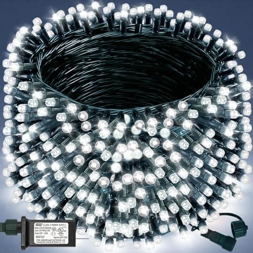 Decute 300LED Christmas String Lights Outdoor Waterproof 105FT UL Certified with End-to-End Plug 8 Modes, Cool White Indoor Starry Fairy Lights for Christmas Tree Patio Garden Wedding Party Decor - Image 1