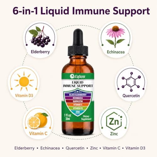 Zinc Quercetin Echinacea Elderberry Vitamin C D3 Liquid Immune Support - Thumbnail 2