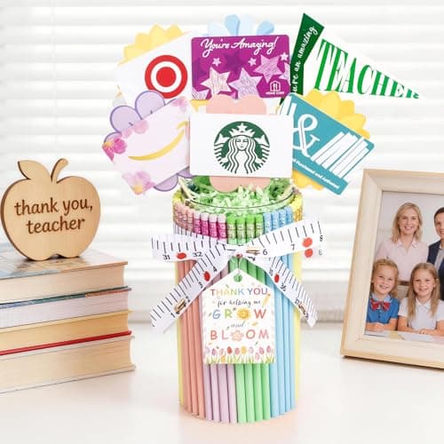 dzbGift Teacher Appreciation Gifts-Gift Card Holder,Macaron-Coloured Pencil-Shaped Vase,Pencil Holder,Teacher vase Gifts for Back to School,First of School centerpieces,Christmas,School Office Decor - Image 1