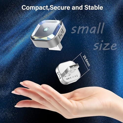 Wireless CarPlay Adapter for Apple iPhone & Android Auto Dongle Plug and Play 2-in-1 Wireless Dongle Bluetooth 5.4 Car Play Adapter Mini Sized & Diamond-Like Styled - Thumbnail 5