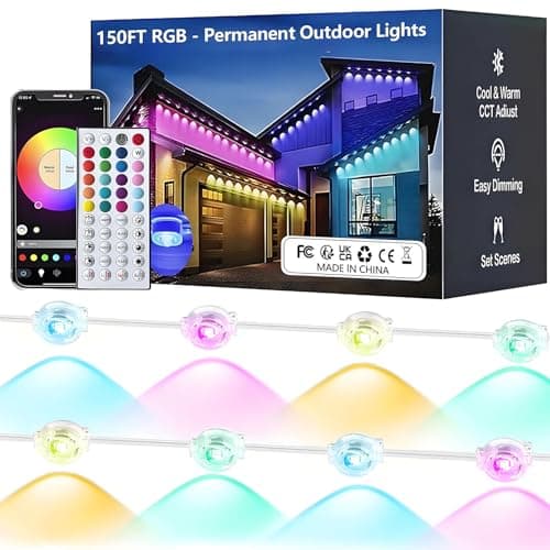 Irosiy RGB Permanent Outdoor Lights, Smart APP & Remote Control, IP67 Waterproof, for Eaves, Patio, Yard, Party, Villa, 16 Million Colors & Scene Modes