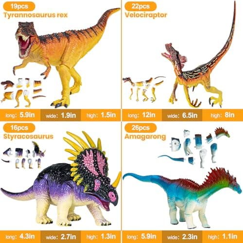 8Pack Dinosaur Building Toys for 3 4 5 6 7 8 Year Old Kids,Slot-Assembly Realistic Dinosaur Building Blocks with Easter Egg for Easter Basket Stuffers,Valentine's Day,Easter Gifts for Girls,Boys - Thumbnail 6