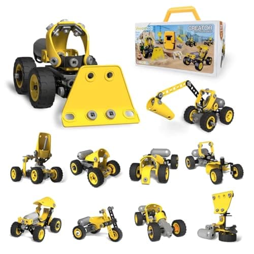 Veecafiodi 10 in 1 STEM Building Toys for Kids Ages 4-8, Educational Construction Engineering Building Kit for Boys Girls, Motorized Bulldozer Excavator Toy Set - Image 1
