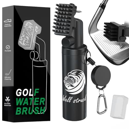 Pro Golf Club Cleaner - 4oz Water Bottle with Groove Cleaner and Retainer Clip, Durable Nylon Bristles for Easy Cleaning, Ergonomic Button Design, Golf Gifts for Men & Essential Accessories - Image 1