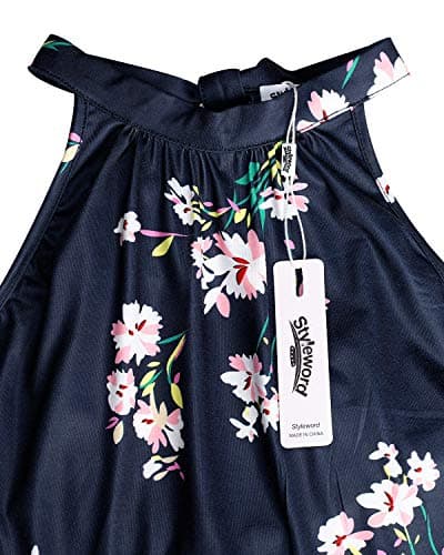 STYLEWORD 2025 Women's Summer Dress Maxi Sleeveless Elegant Formal Evening Halter Long Sping Dresses Wedding Trendy(Floral 21,S) - Thumbnail 4