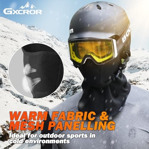 GXCROR Ski Mask Breathable Balaclava Windproof Winter Thermal Face Cover for Cold Weather Skiing Motorcycle for Men and Women Black - Thumbnail 2