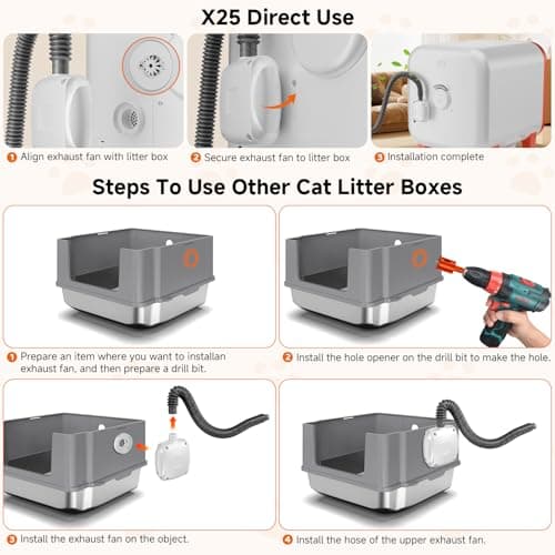 petstarlet Litter Box Exhaust Fan Compatible with Multiple Models, Ozone Odor Eliminator for Strong Odor 99% Cat Litter Deodorizer Dog Poof Odor Removal Home Plug in Air Purifier for Bedroom Pets - Thumbnail 2
