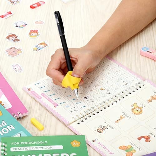 6 Pack Magic Grooved Writing Practice Books for Kids,Reusable Handwriting Practice with Pen,Pencil Grisp,Cute Seal and Learning Schedule ,Pecfect Tracing Copybook for Kindergarten Preschool Age 3-8 - Thumbnail 4