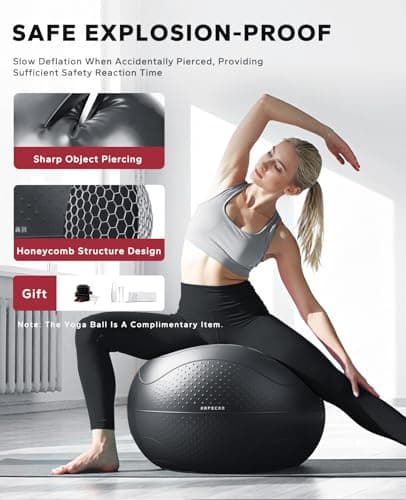 HAPBEAR Back Roller - Yoga Wheel Set with 26'' Anti-Burst Exercise Ball – 12'' PP Inner Core Spine Alignment Tool for Back Pain Relief,Core Strength & Full-Body Workout, Back Roller Wheel for Home Gym & Therapy, Pump Included - Thumbnail 5