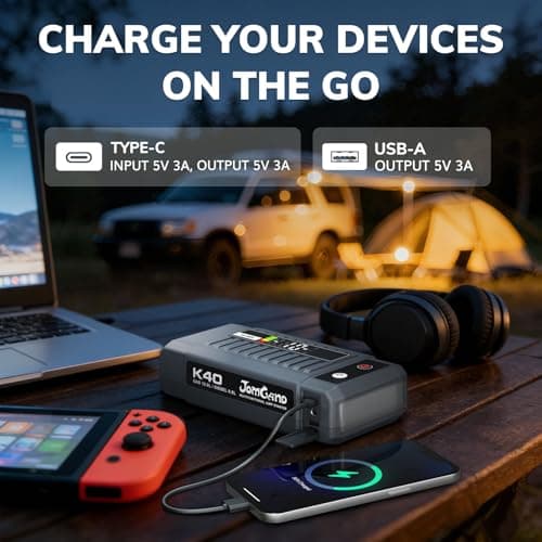 JOMGAND K40 Portable Jump Starter, 5000A 12V Car Battery Booster Pack for Upto 10.0L Gas or 9.0L Diesel Engines, Jump Box with Jumper Cable, USB/DC Charge, and 3 Mode Flashlight - Thumbnail 4