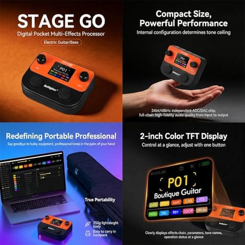 Bullfighter Multi Effects Guitar Pedal Pocket,125 Effects,99 Presets,10 Effect Modules,90s Looper,100 Drum Patterns, 20 IR/NAM Slots,USB Audio/OTG,Rechargeable for Electric Guitar and Bass - Thumbnail 2