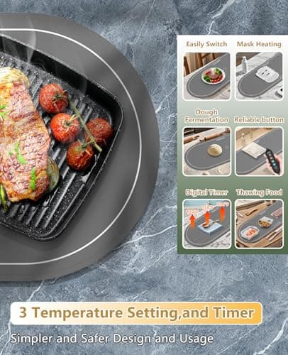 Food Warming Mats for Countertop Extra Large(XXL 36"x15"),Electric Heating Pad for Food,Roll Up Silicone Warmer Mat for Party and Kitchen,Practical Cooking Birthday Gift for Mom and Women(Gray) - Thumbnail 3