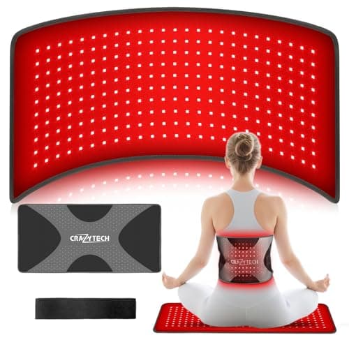 CRAZYTECH Red Light Therapy Pad for Body, 24"x12" Large 48W High Power Infrared Heating Blanket with 240 LEDs, Near Infrared Mat Wrap for Back Shoulder Knee & Dogs, 5 Levels 3 Modes - Image 1