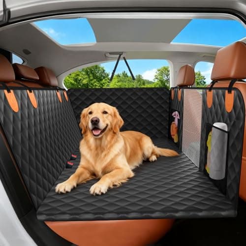 CUIOFREE Dog Seat Cover for Back Seat Hard Bottom,Holds 500 lbs,Waterproof Dog Car Seat Cover for Back Seat Extender,Scratch-Proof Pet Hammock for Car,SUV,Truck - with Mesh Window & Storage,BlackOR - Image 1